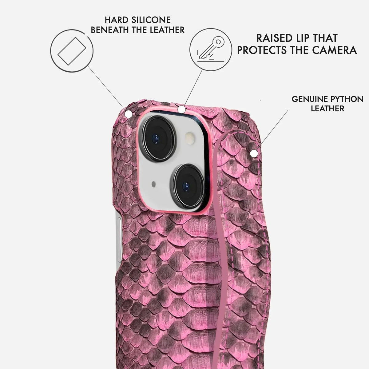 iPhone 15 Plus Python Leather Case — Python Handle