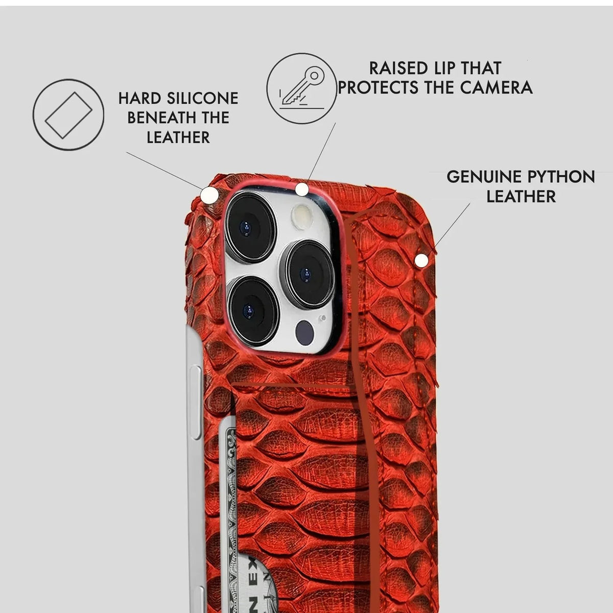 iPhone 16 Pro Python Leather Case — Python Handle Cardholder
