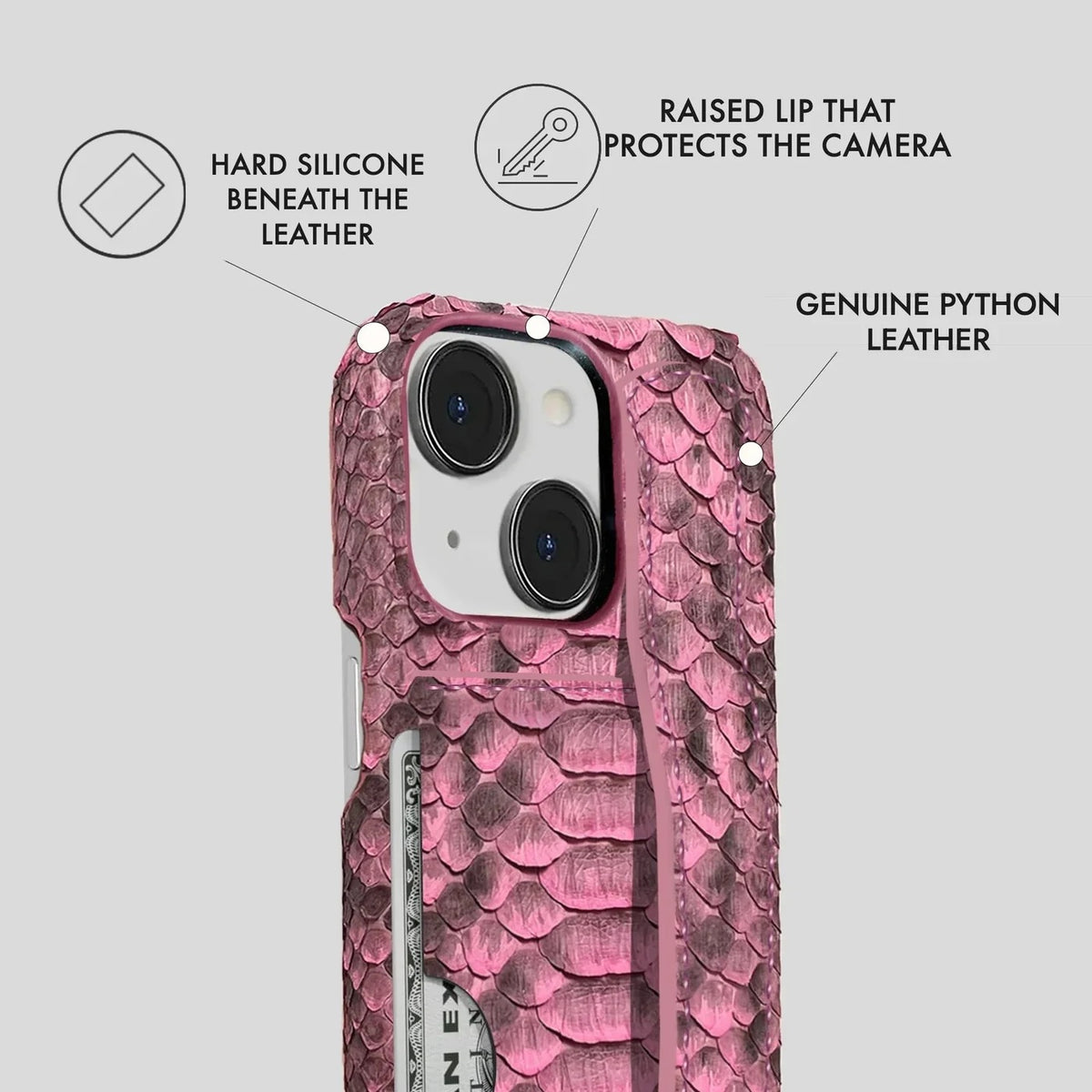 iPhone 13 Python Leather Case — Python Handle Cardholder