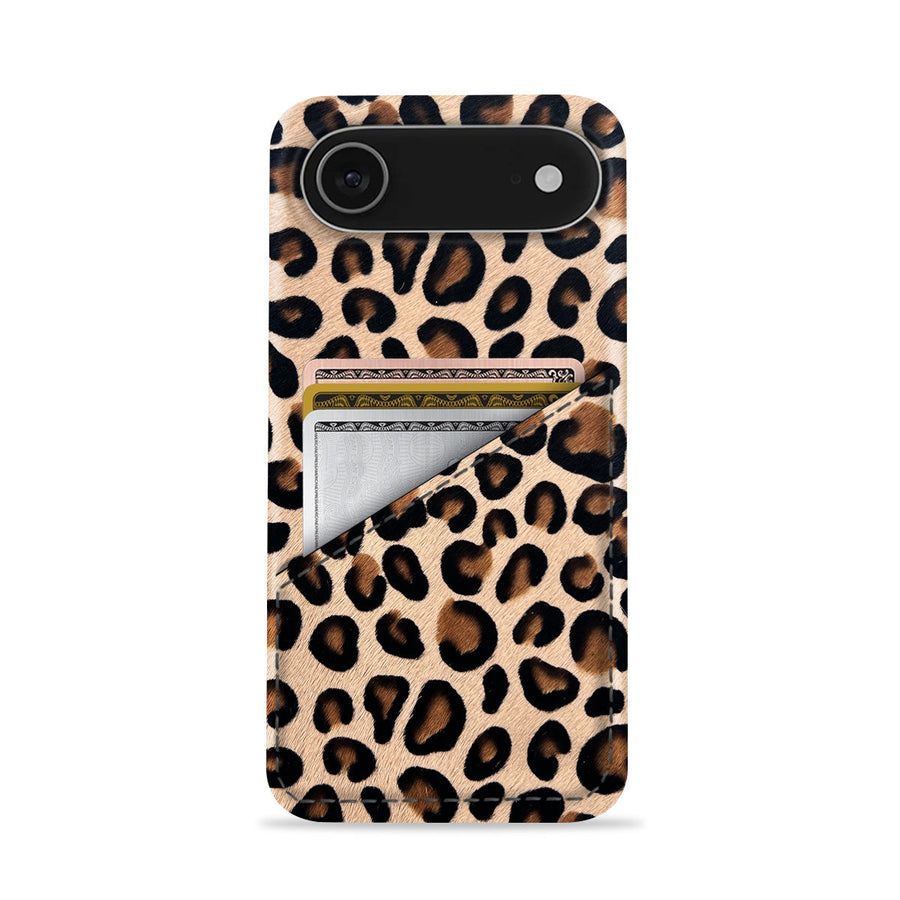 iPhone 17 Air Leather Case — Leopard Cardholder