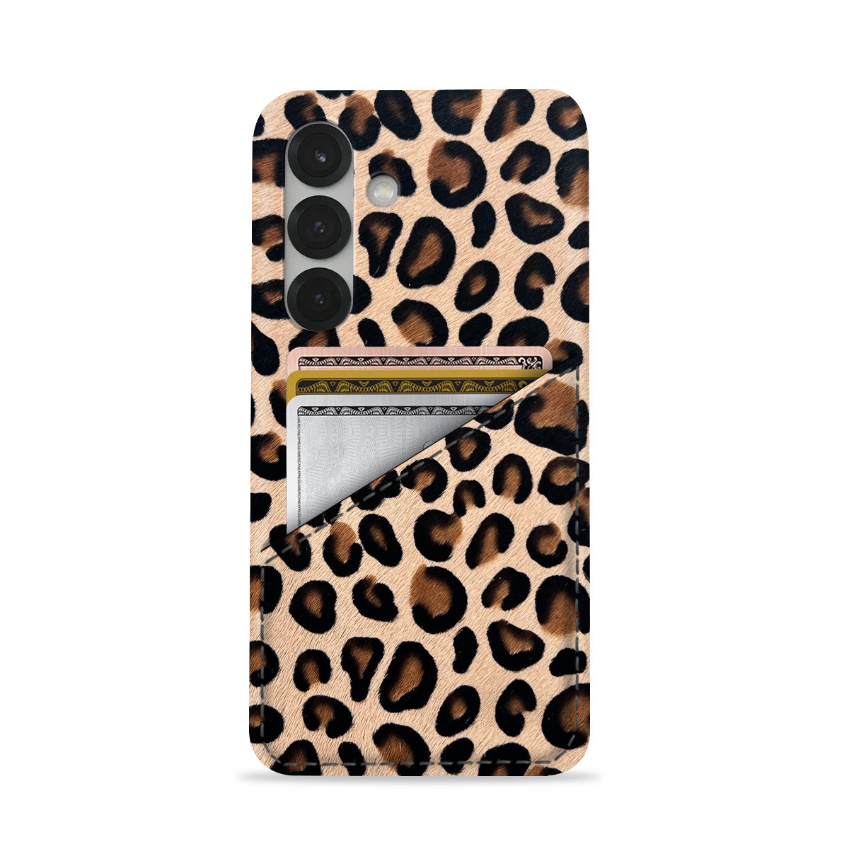 Galaxy S26 Plus Leather Case — Leopard Cardholder