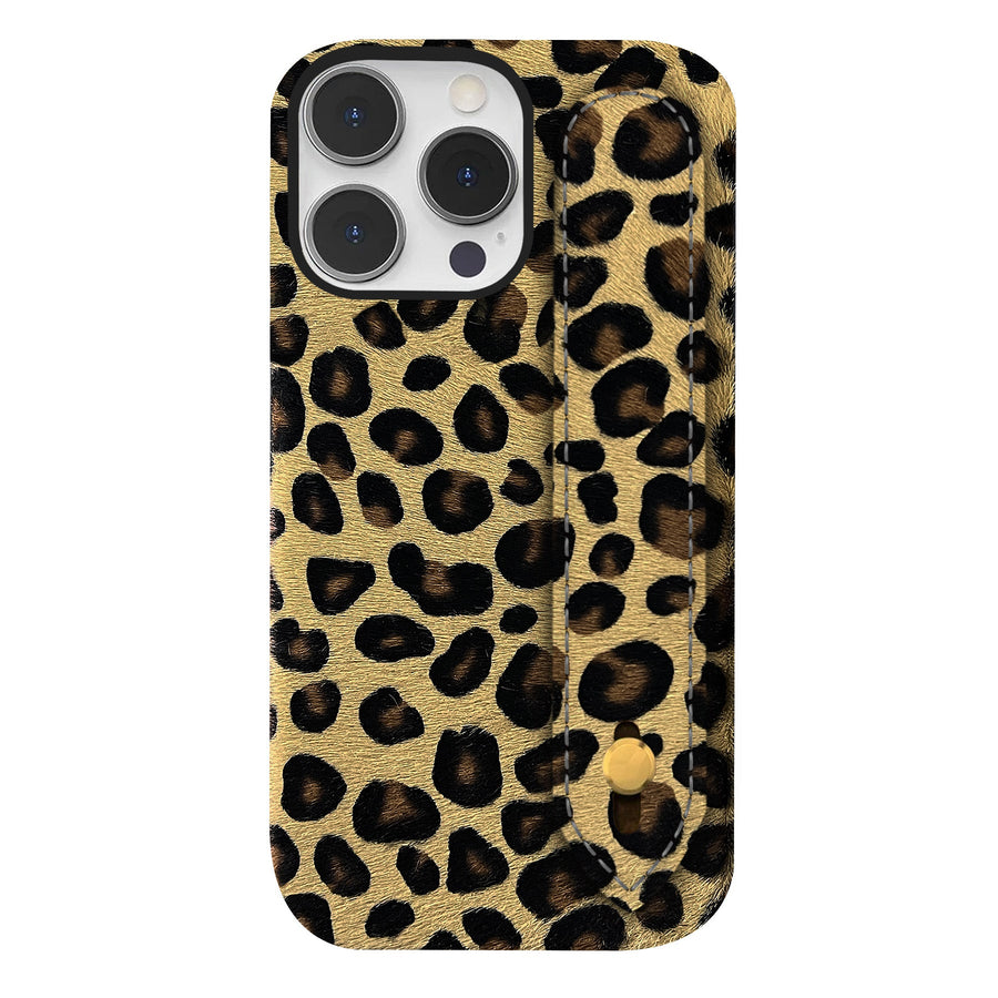 iPhone 16 Pro Leather Case — Leopard Handle