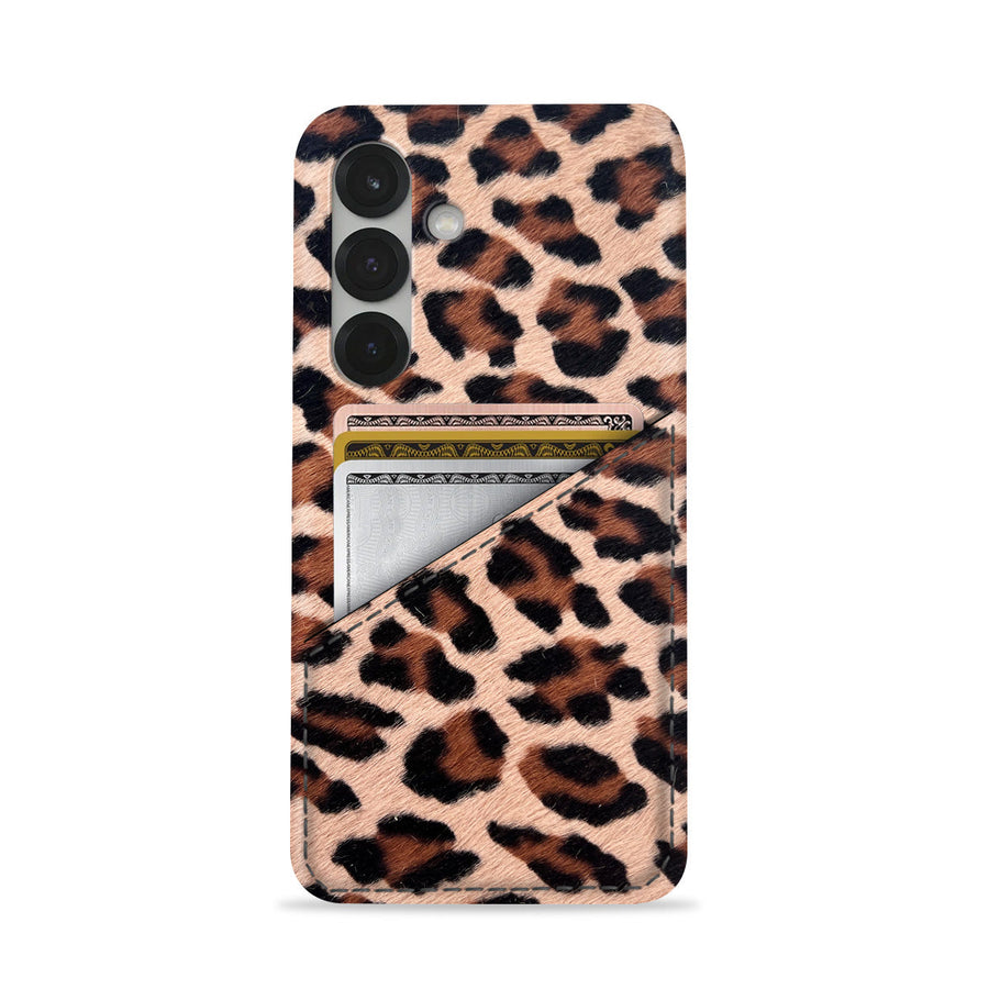 Galaxy S26 Plus Leather Case — Leopard Cardholder