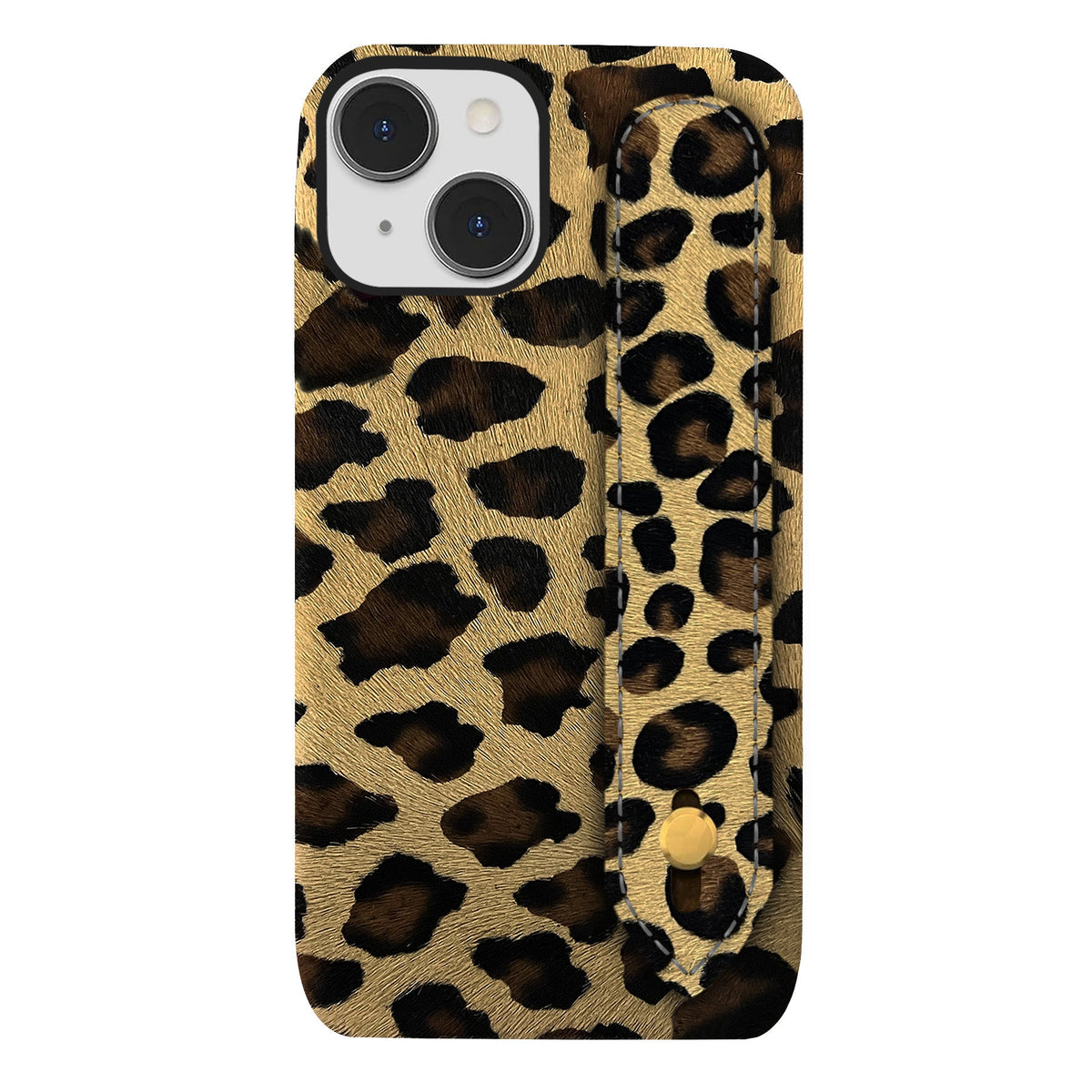 iPhone 15 Plus Leather Case — Leopard Handle