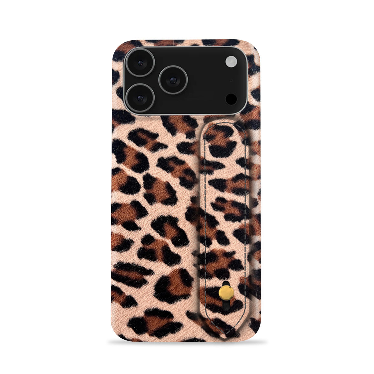 iPhone 17 Pro Max Leather Case — Leopard Handle
