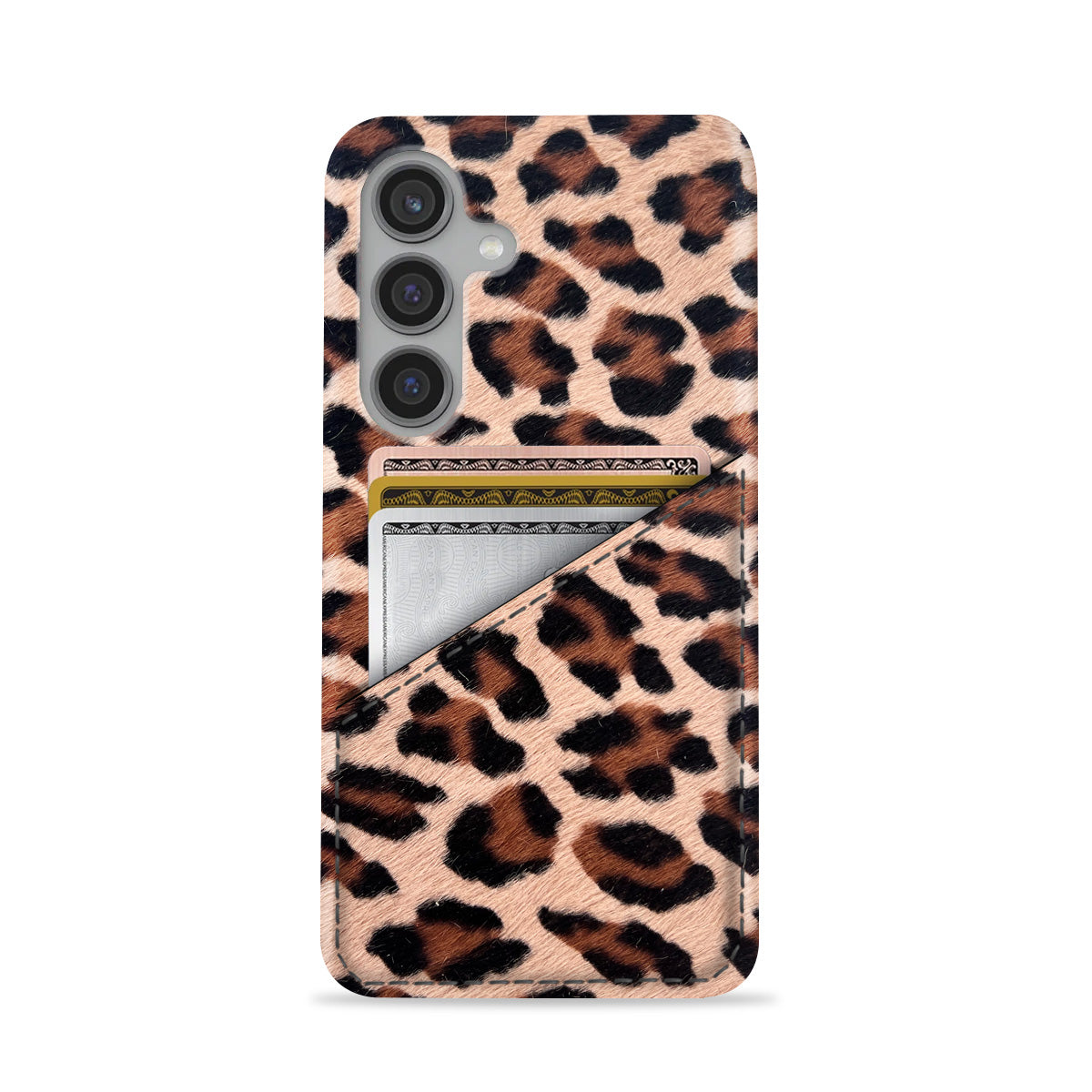 Galaxy S25 FE Leather Case — Leopard Cardholder