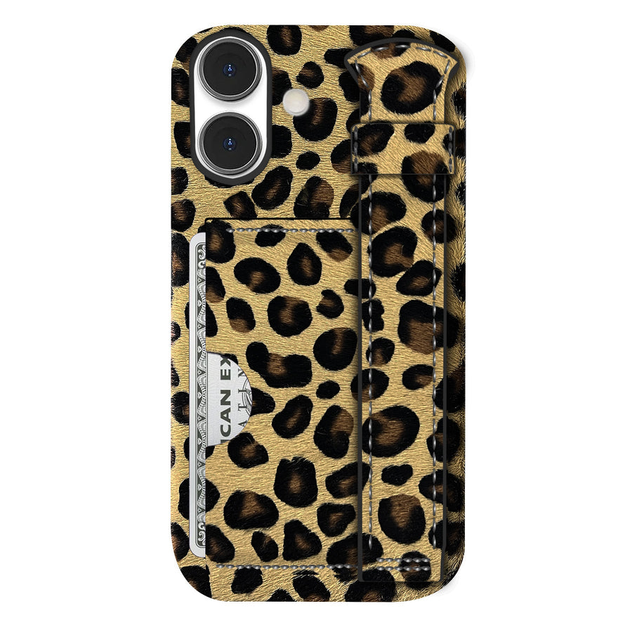 iPhone 17 Leather Case — Leopard Handle Cardholder