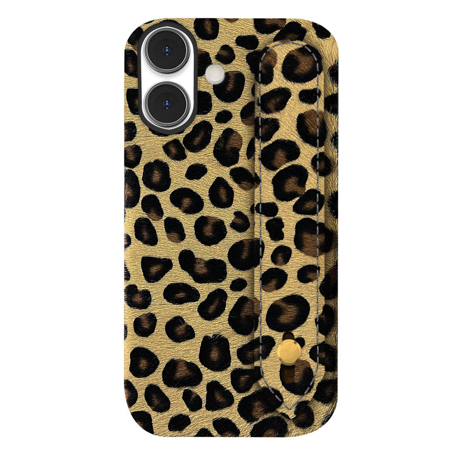 iPhone 16 Plus Leather Case — Leopard Handle