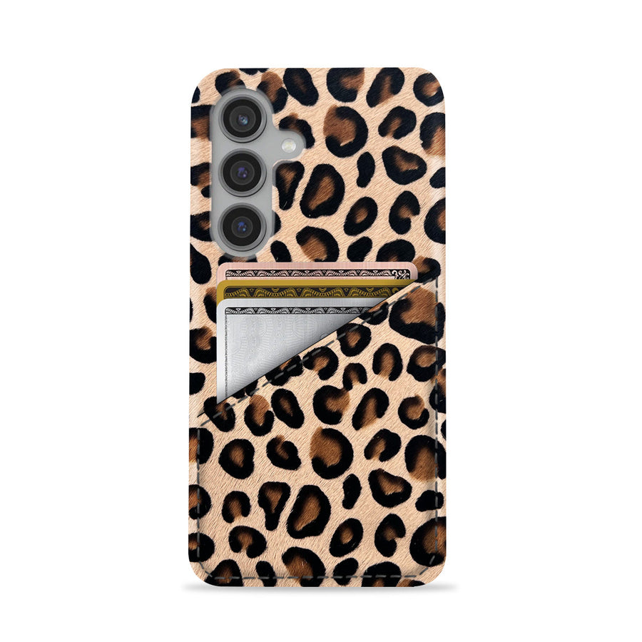 Galaxy S24 FE Leather Case — Leopard Cardholder