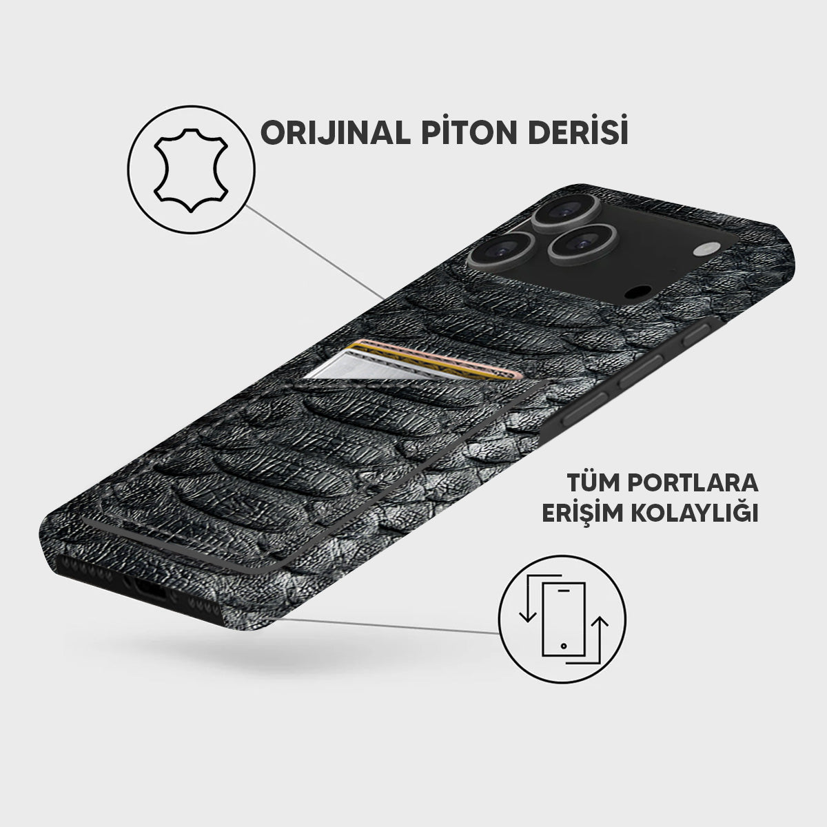 iPhone 18 Pro Leather Case — Piton Cardholder