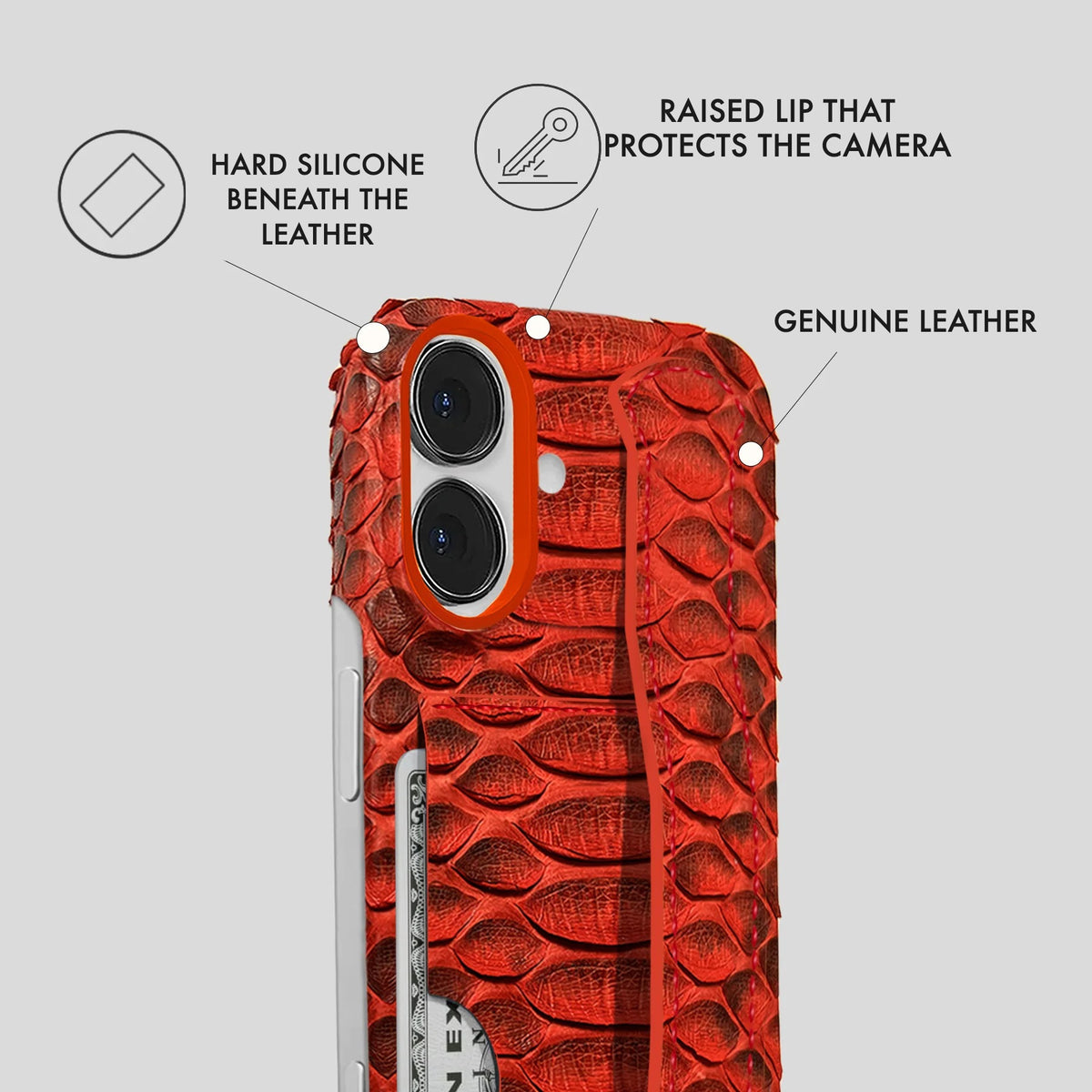 iPhone 16 Leather Case — Piton Handle Cardholder