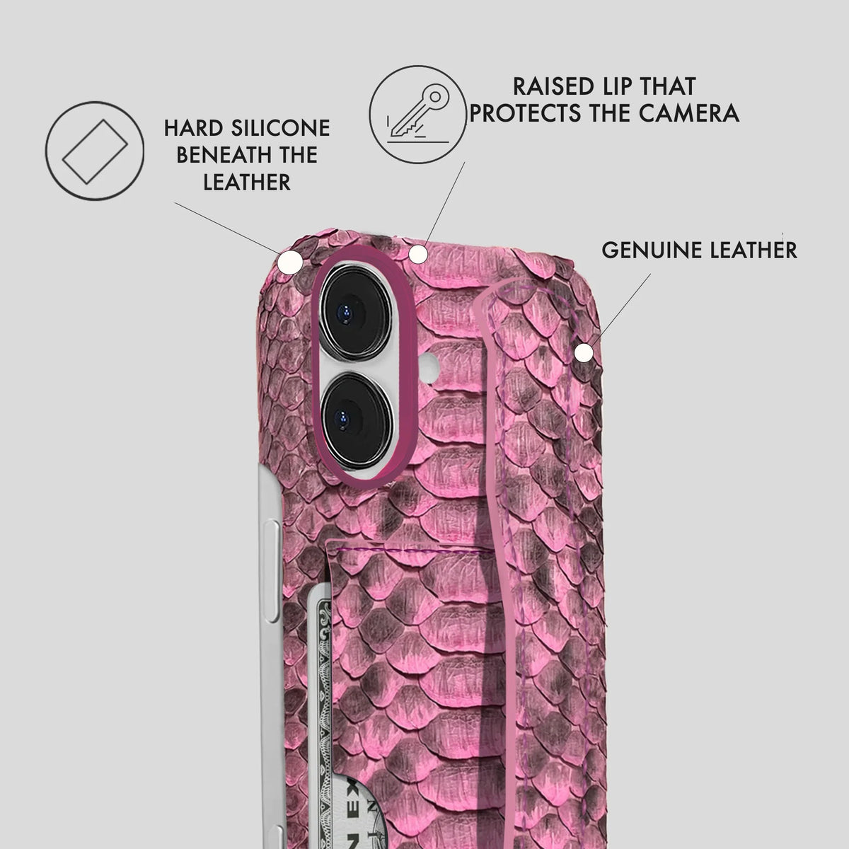iPhone 16 Leather Case — Piton Handle Cardholder