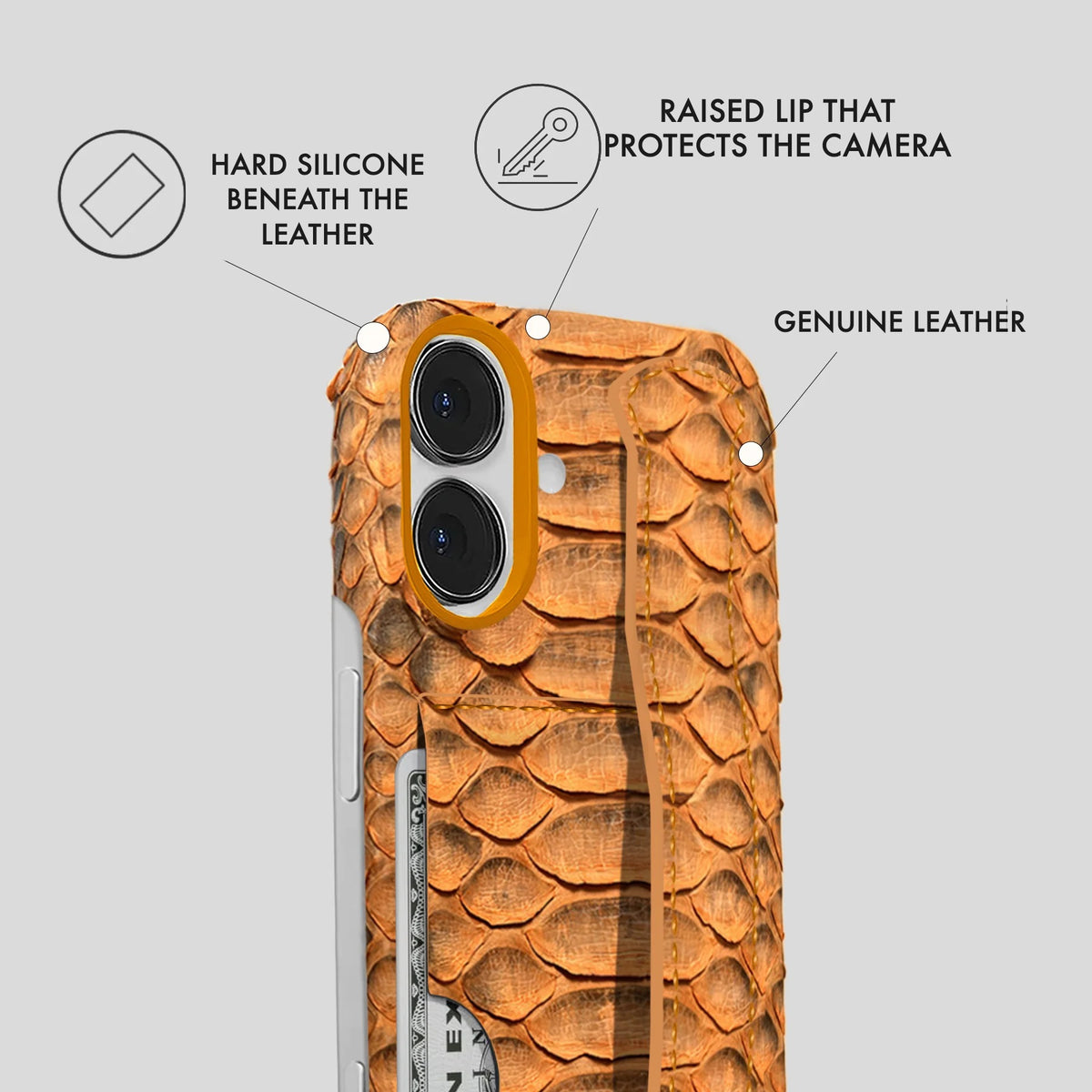 iPhone 16 Leather Case — Piton Handle Cardholder