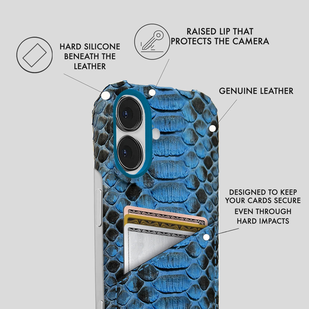 iPhone 16 Plus Leather Case — Piton Cardholder