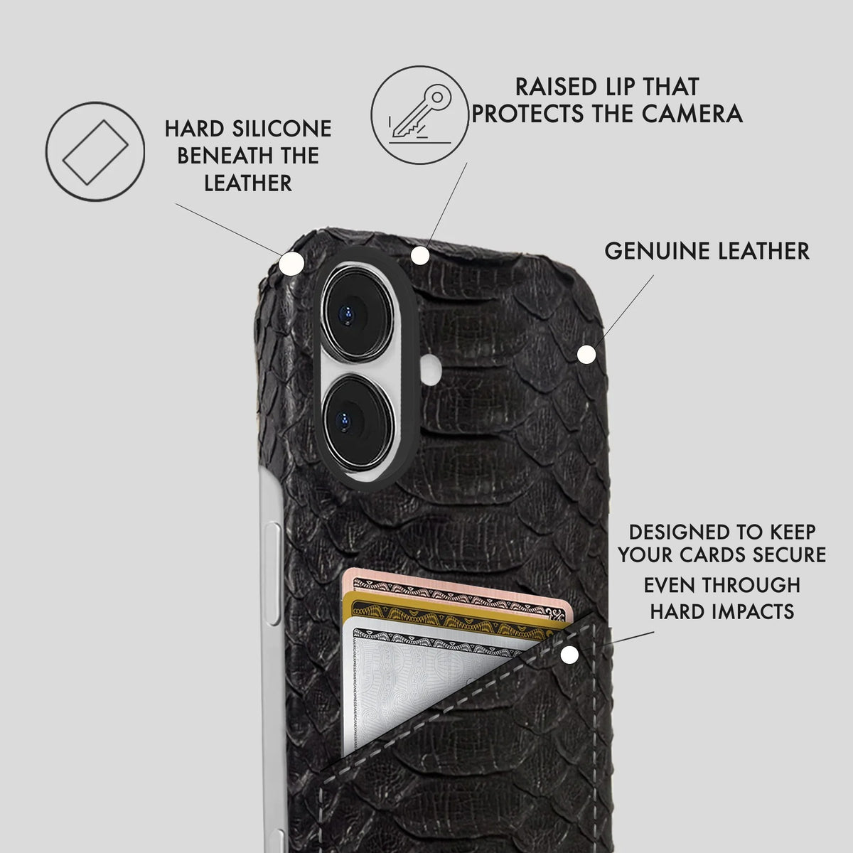 iPhone 16 Plus Leather Case — Piton Cardholder