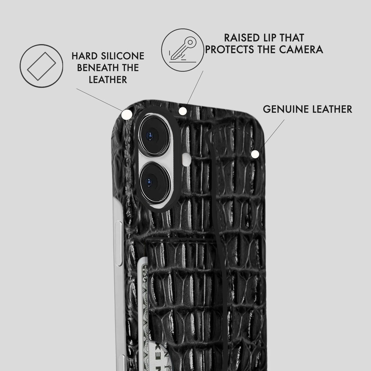 iPhone 16 Plus Leather Case — Titan Handle Cardholder