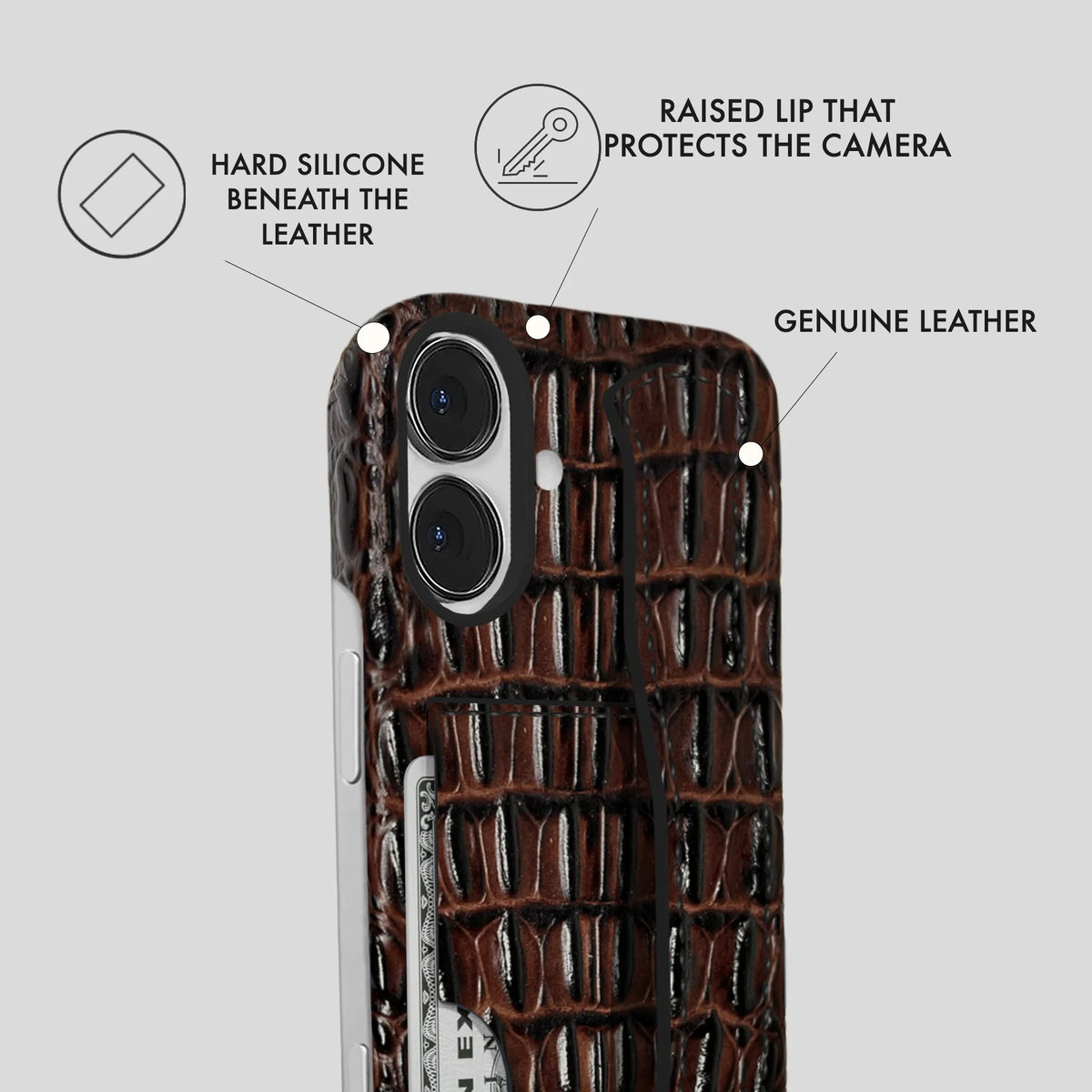 iPhone 16 Plus Leather Case — Titan Handle Cardholder