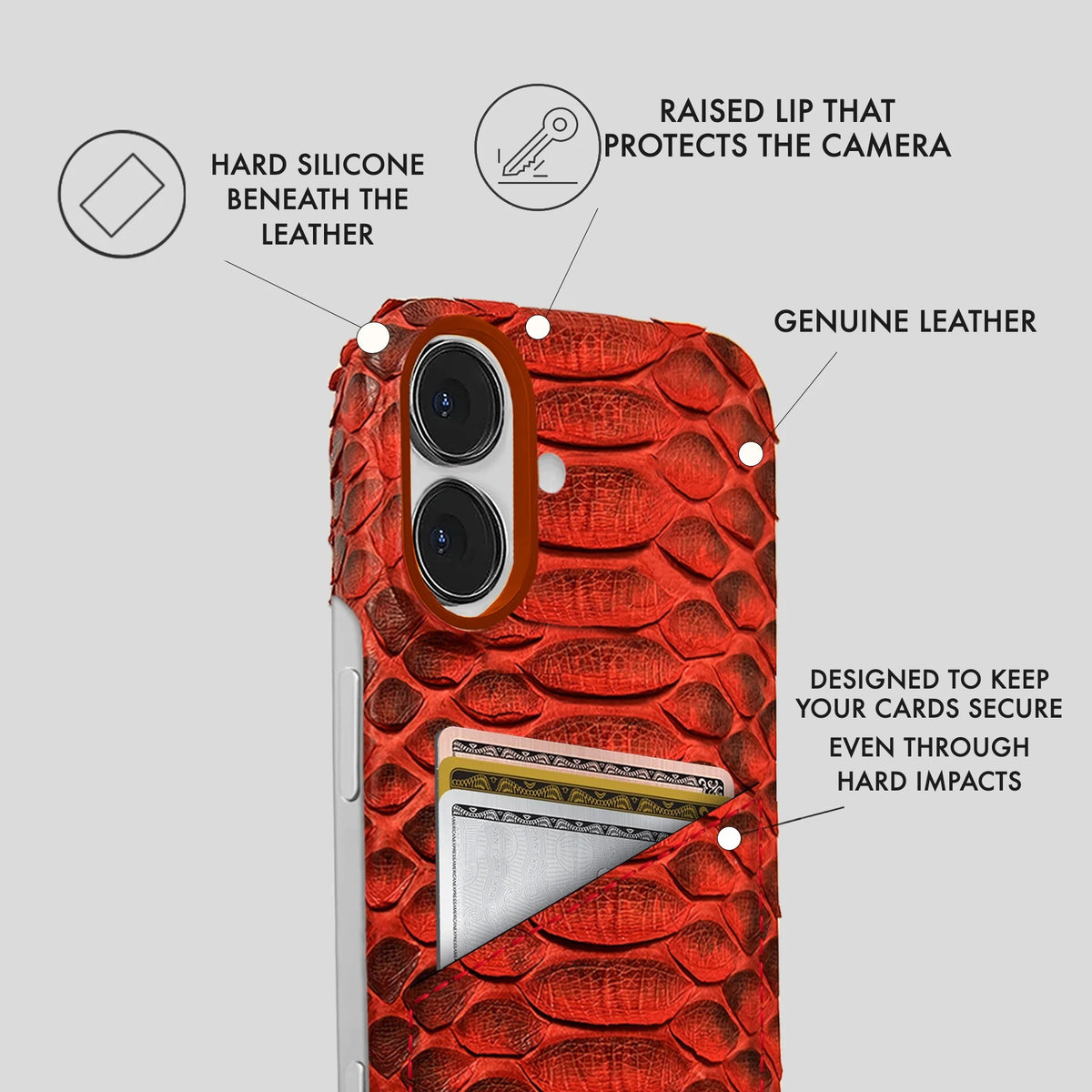 iPhone 16 Plus Leather Case — Piton Cardholder