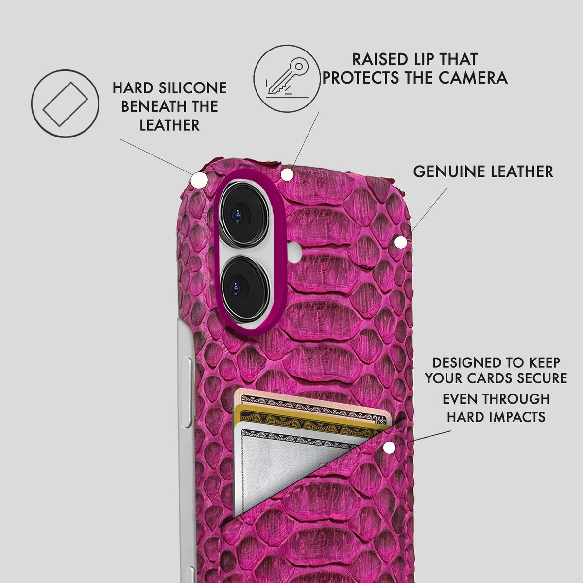 iPhone 16 Plus Leather Case — Piton Cardholder
