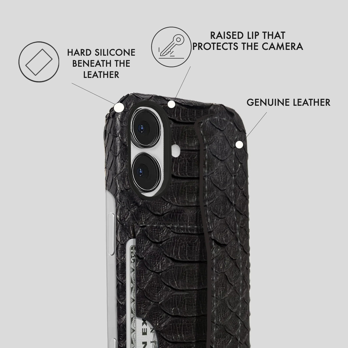 iPhone 16 Leather Case — Piton Handle Cardholder