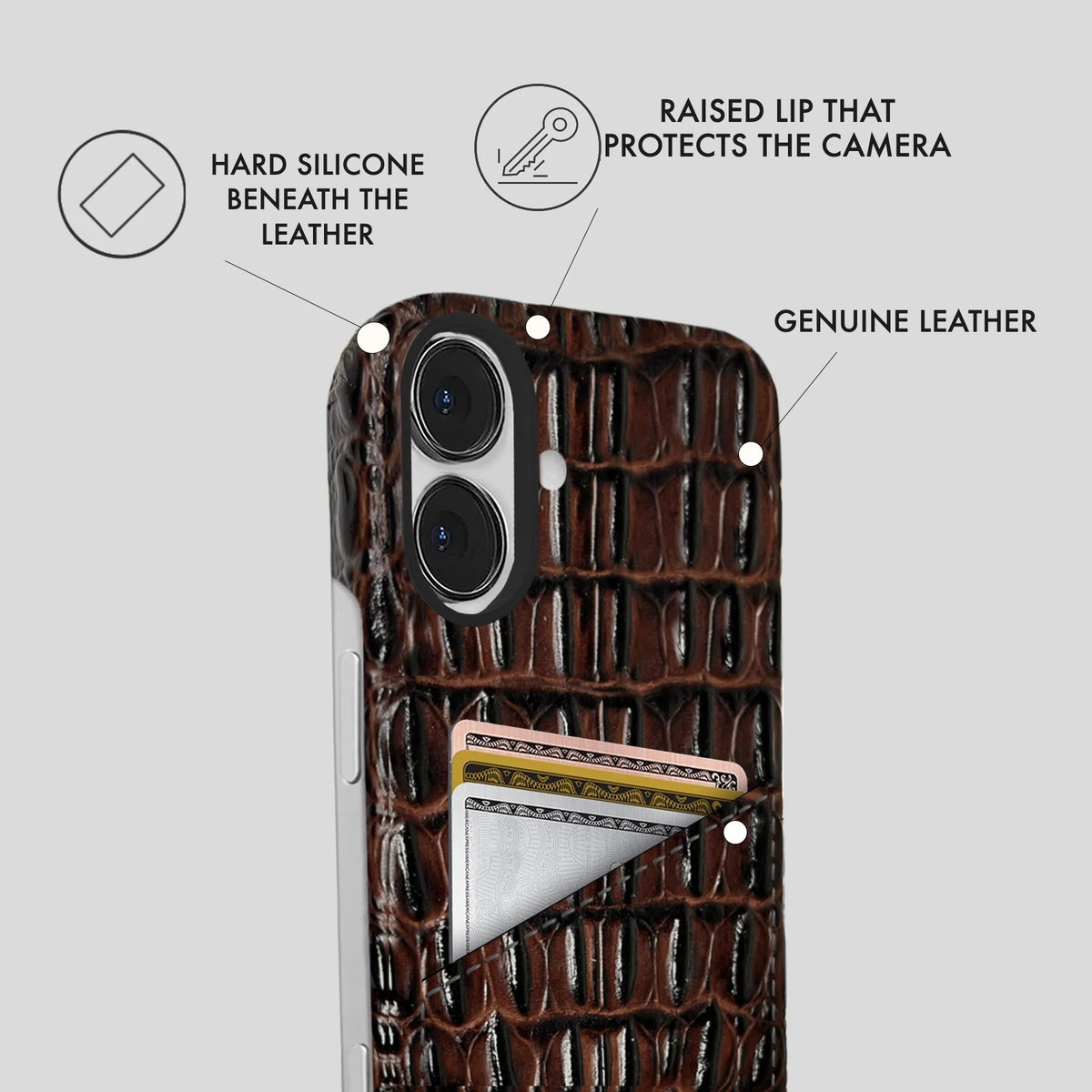 iPhone 16 Plus Leather Case — Titan Cardholder