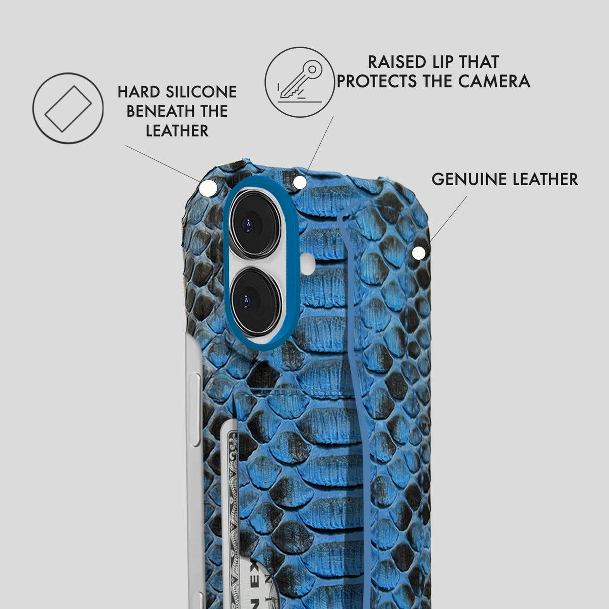 iPhone 16 Leather Case — Piton Handle Cardholder