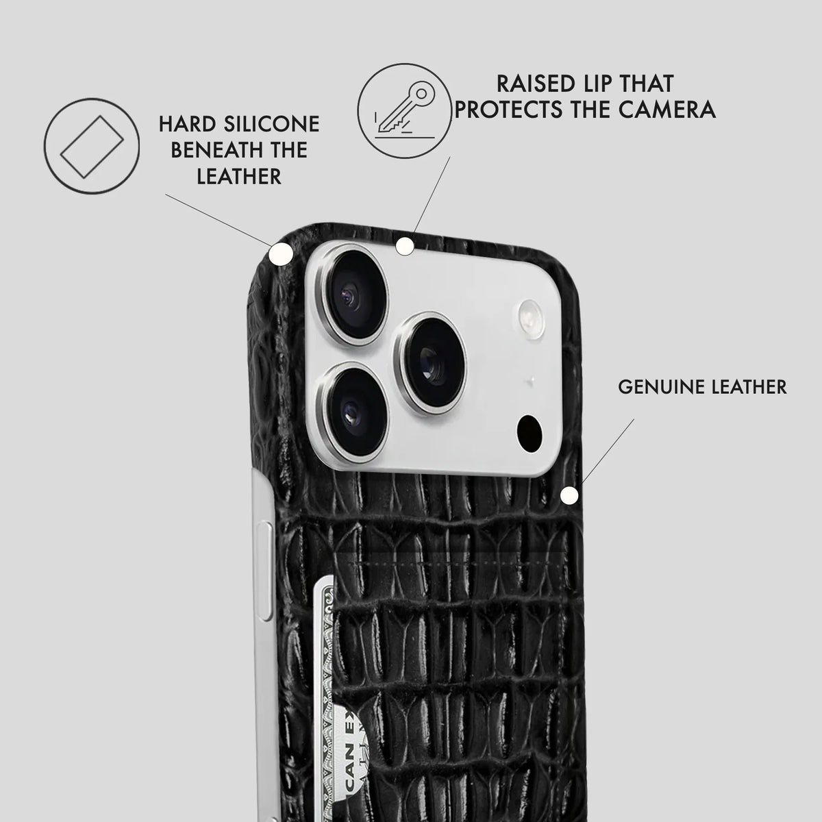 iPhone 17 Pro Leather Case — Titan Cardholder