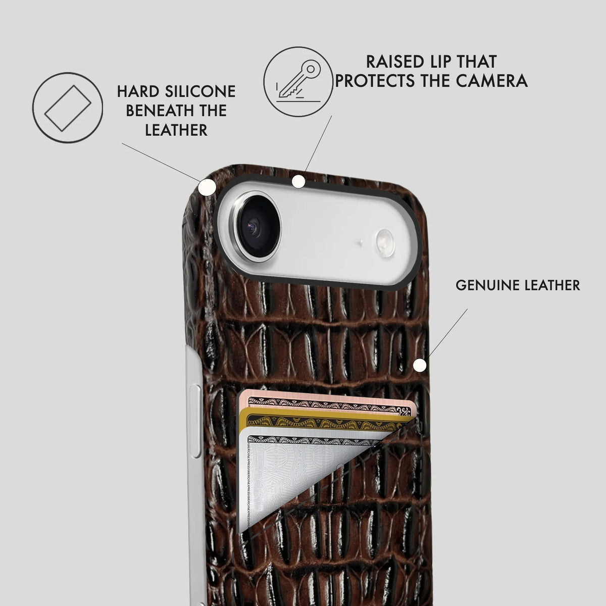 iPhone 17 Air Leather Case — Titan Cardholder