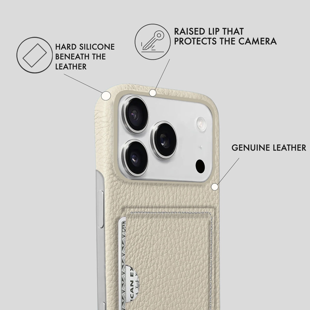 iPhone 17 Pro Leather Case — Ashe Handle Cardholder