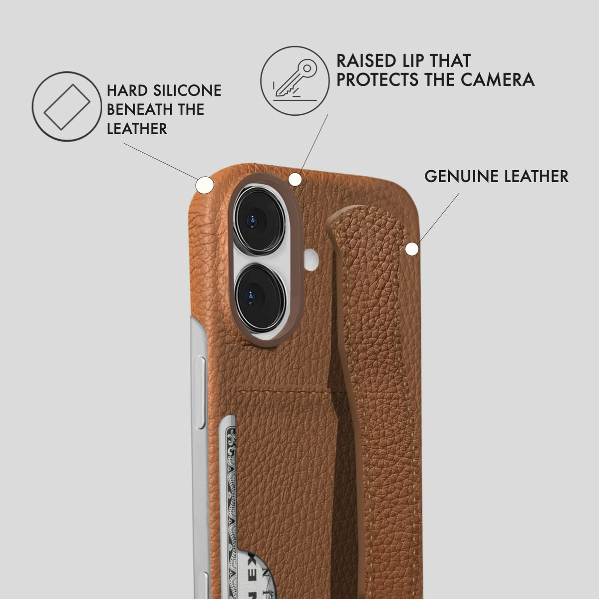 iPhone 16 Plus Leather Case — Ashe Handle Cardholder