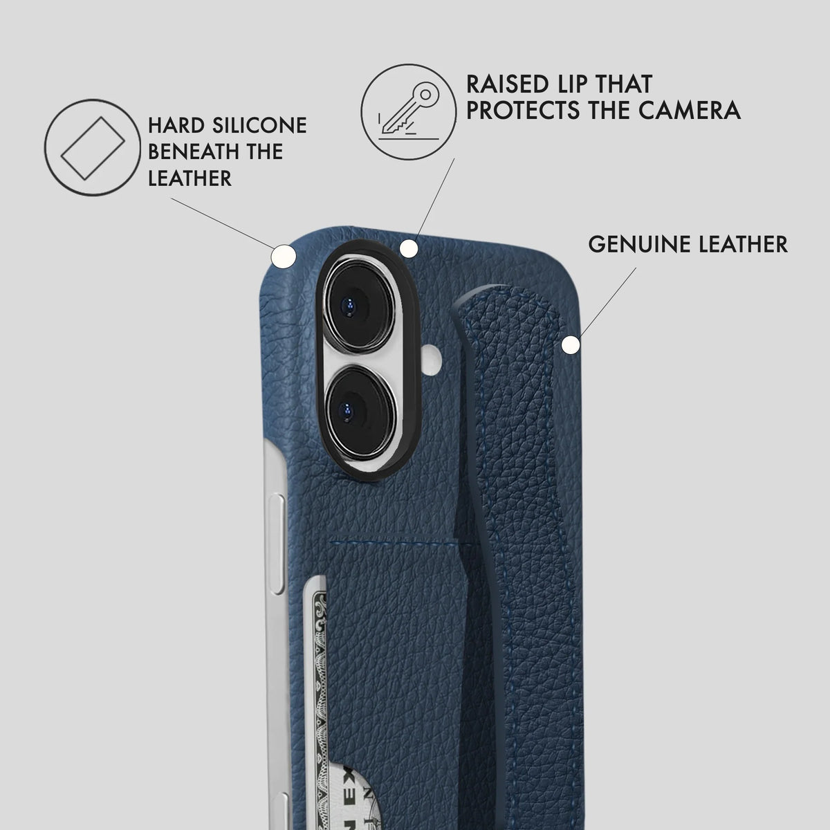 iPhone 16 Plus Leather Case — Ashe Handle Cardholder