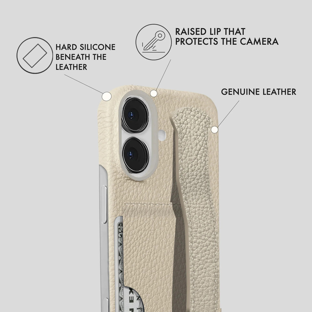 iPhone 16 Plus Leather Case — Ashe Handle Cardholder
