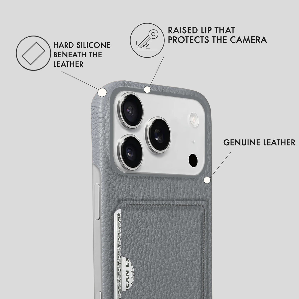iPhone 17 Pro Leather Case — Ashe Handle Cardholder