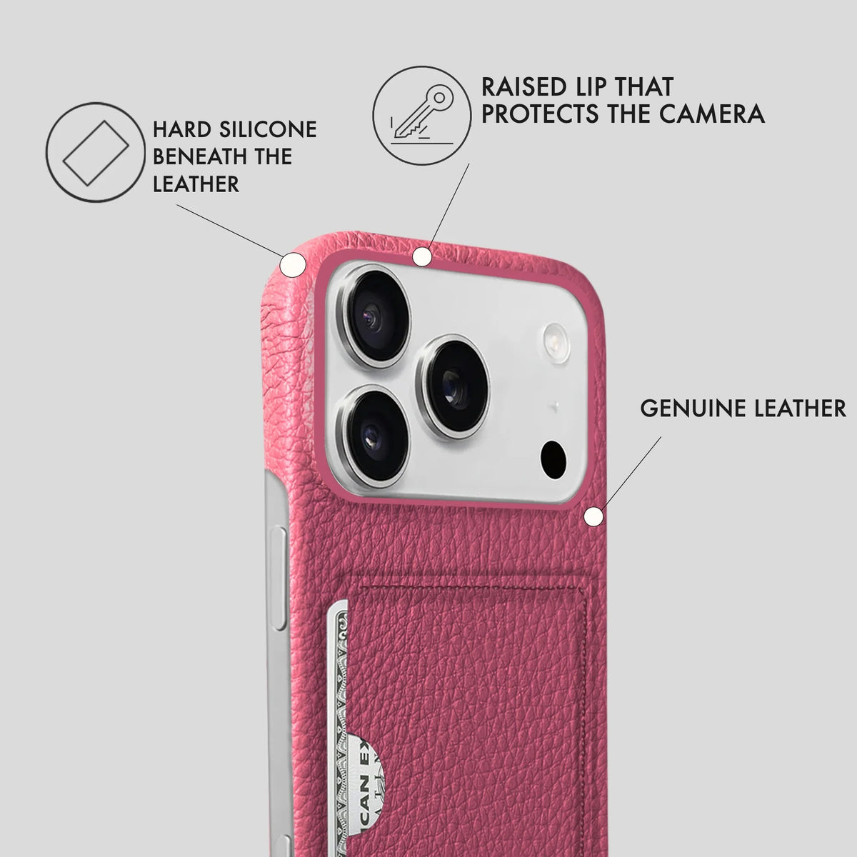 iPhone 17 Pro Leather Case — Ashe Handle Cardholder