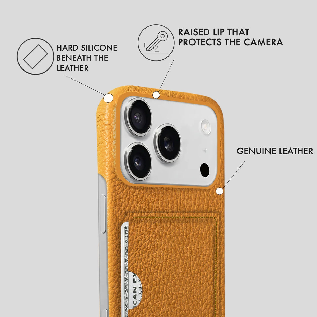 iPhone 17 Pro Leather Case — Ashe Handle Cardholder