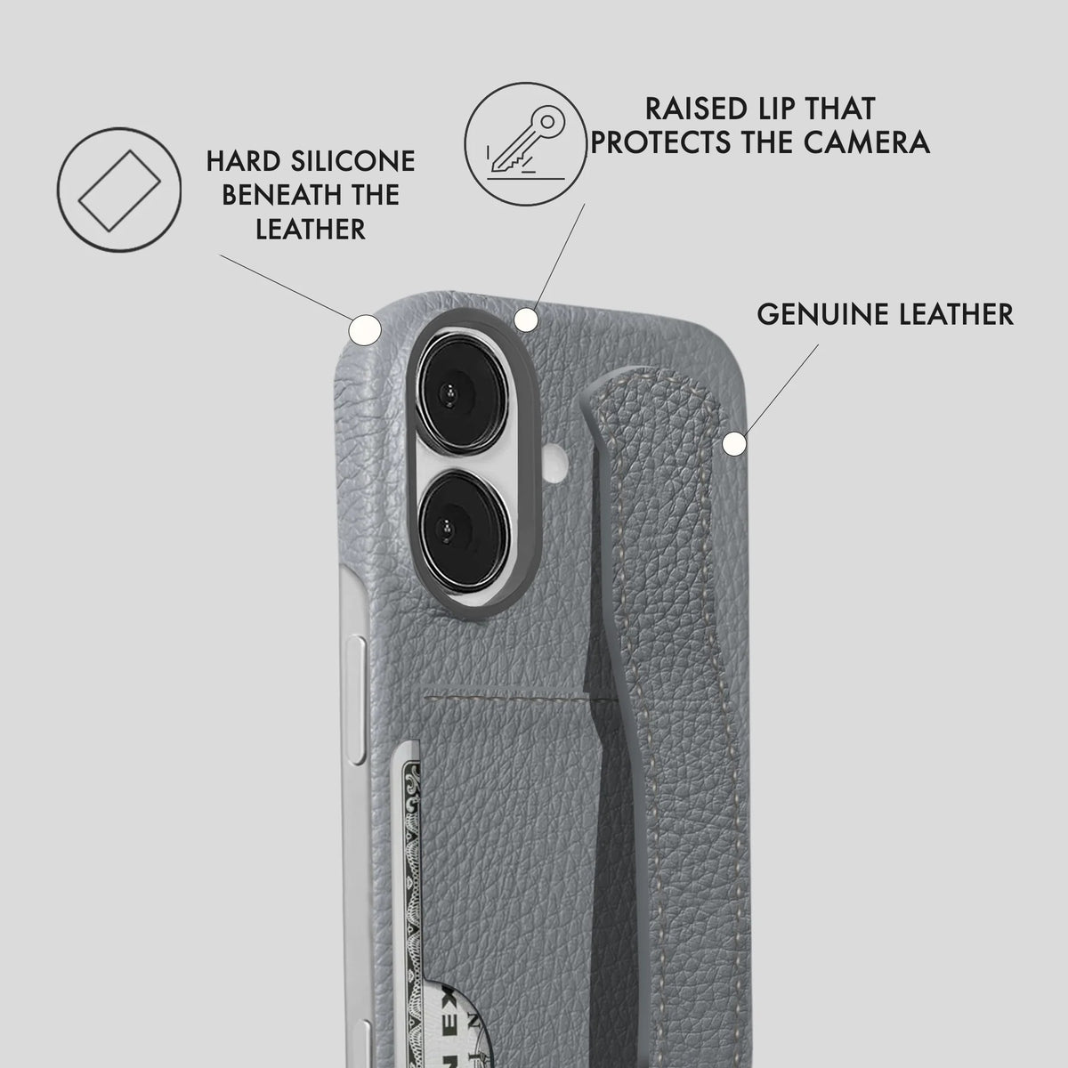 iPhone 17 Leather Case — Ashe Handle Cardholder