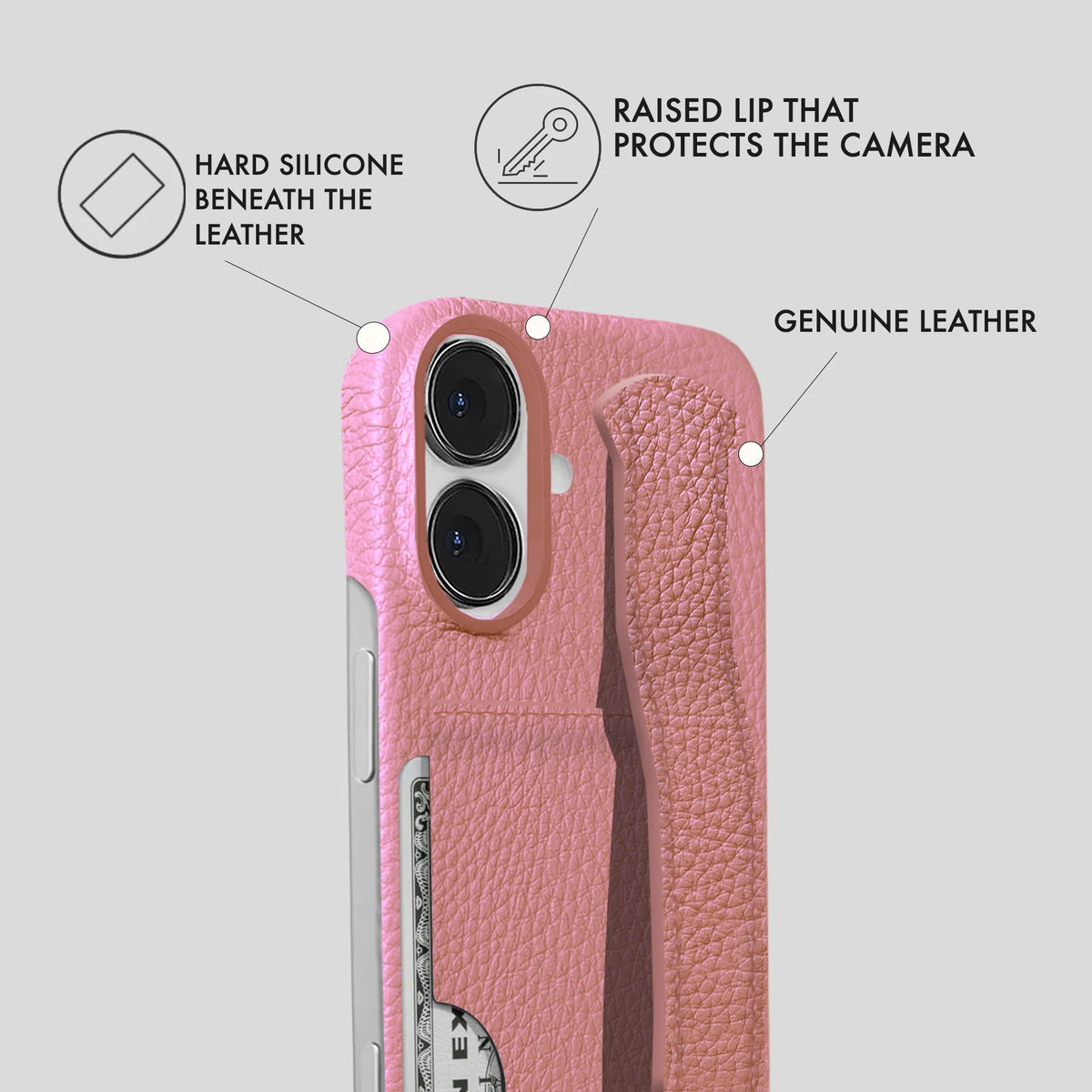 iPhone 16 Plus Leather Case — Ashe Handle Cardholder