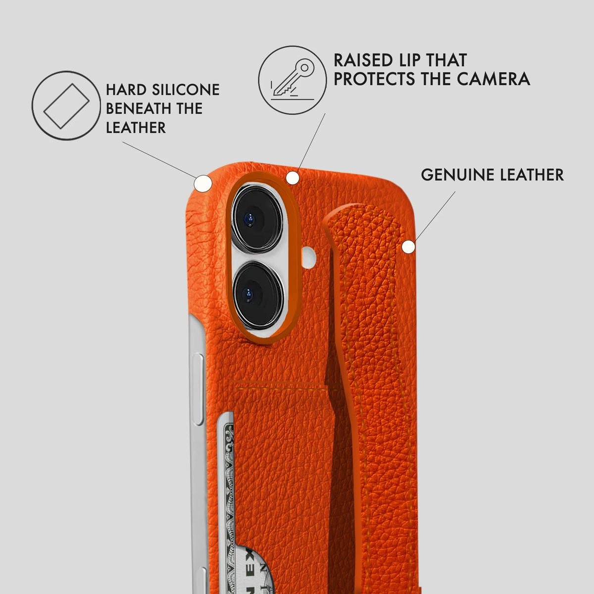 iPhone 16 Plus Leather Case — Ashe Handle Cardholder