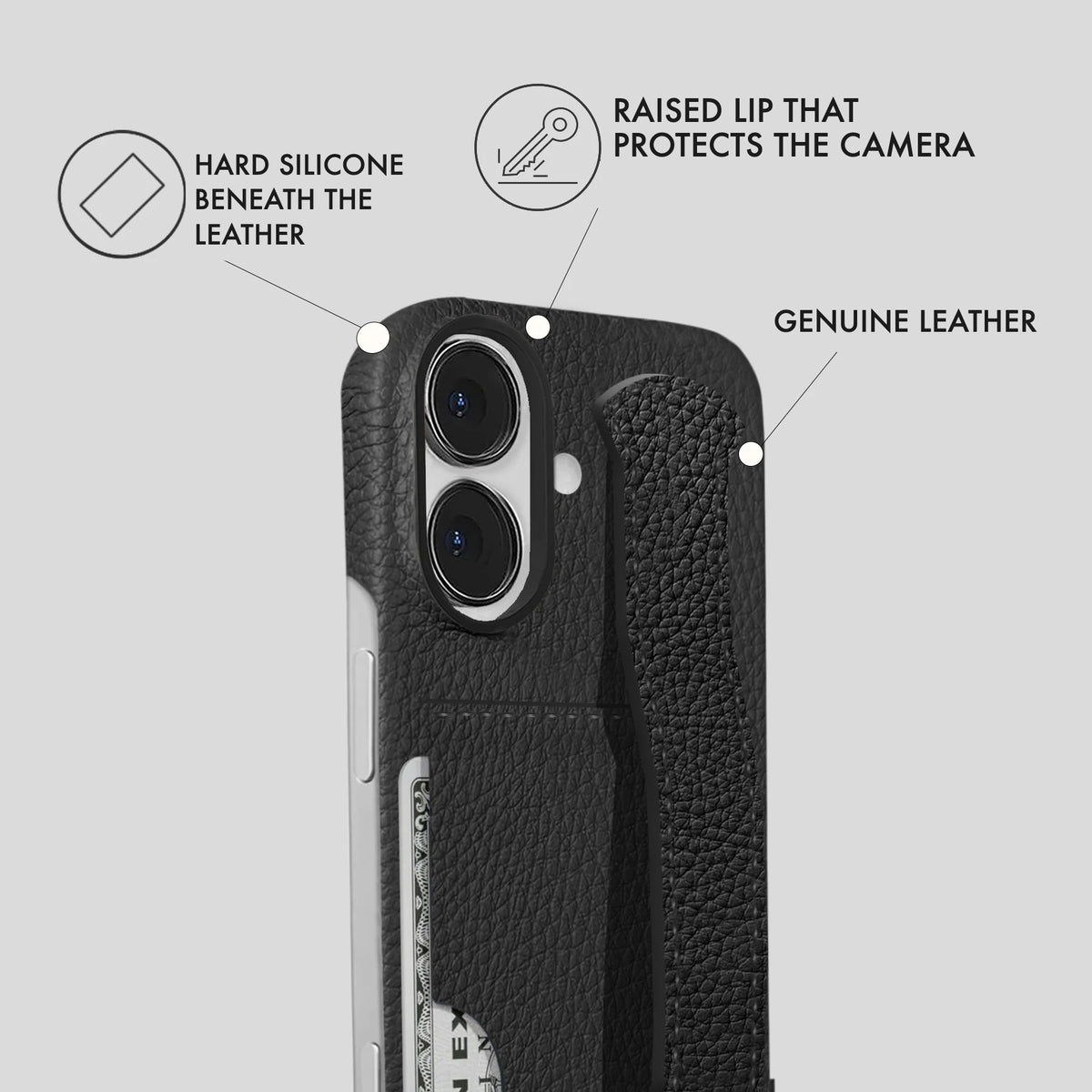 iPhone 16 Plus Leather Case — Ashe Handle Cardholder