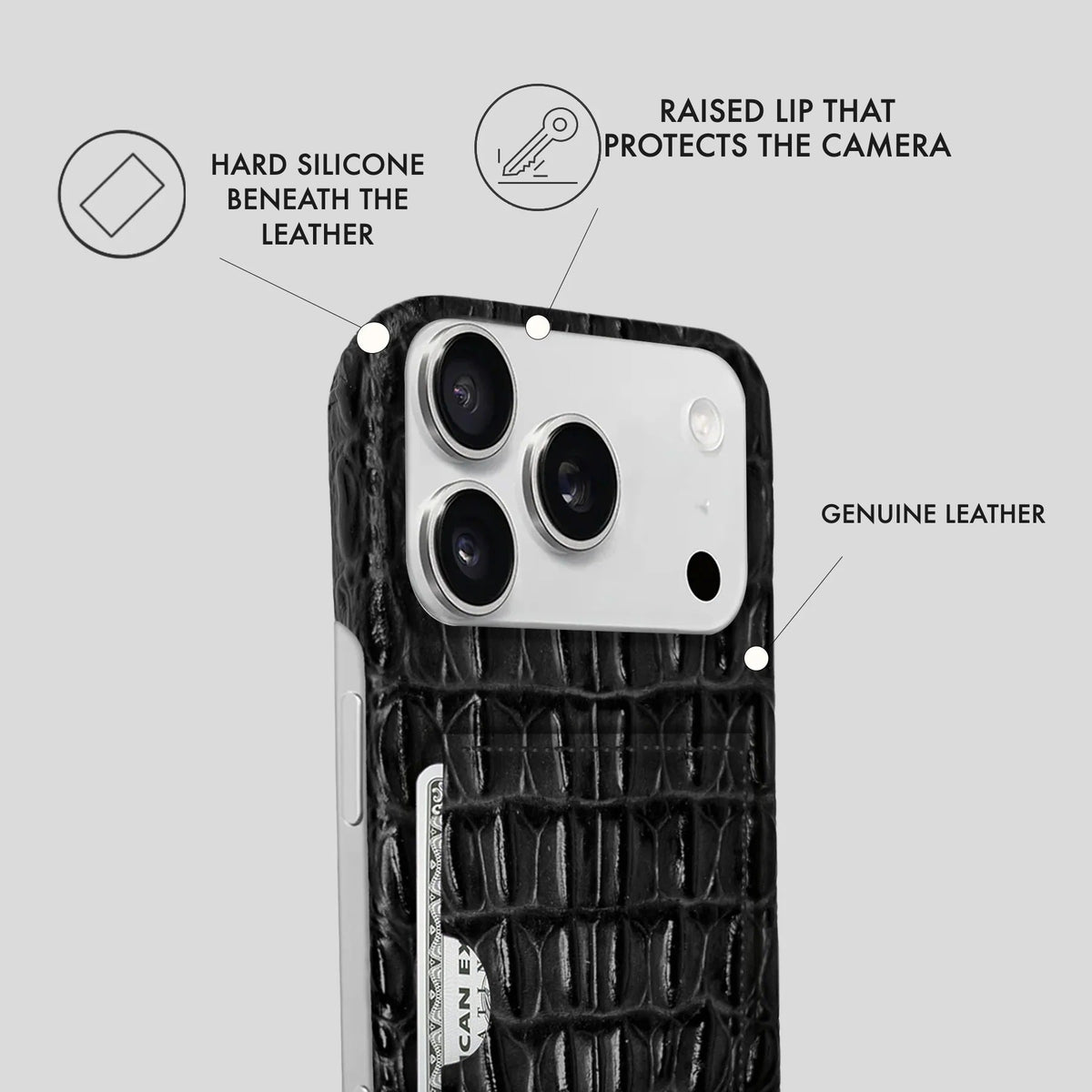 iPhone 18 Pro Leather Case — Titan Cardholder