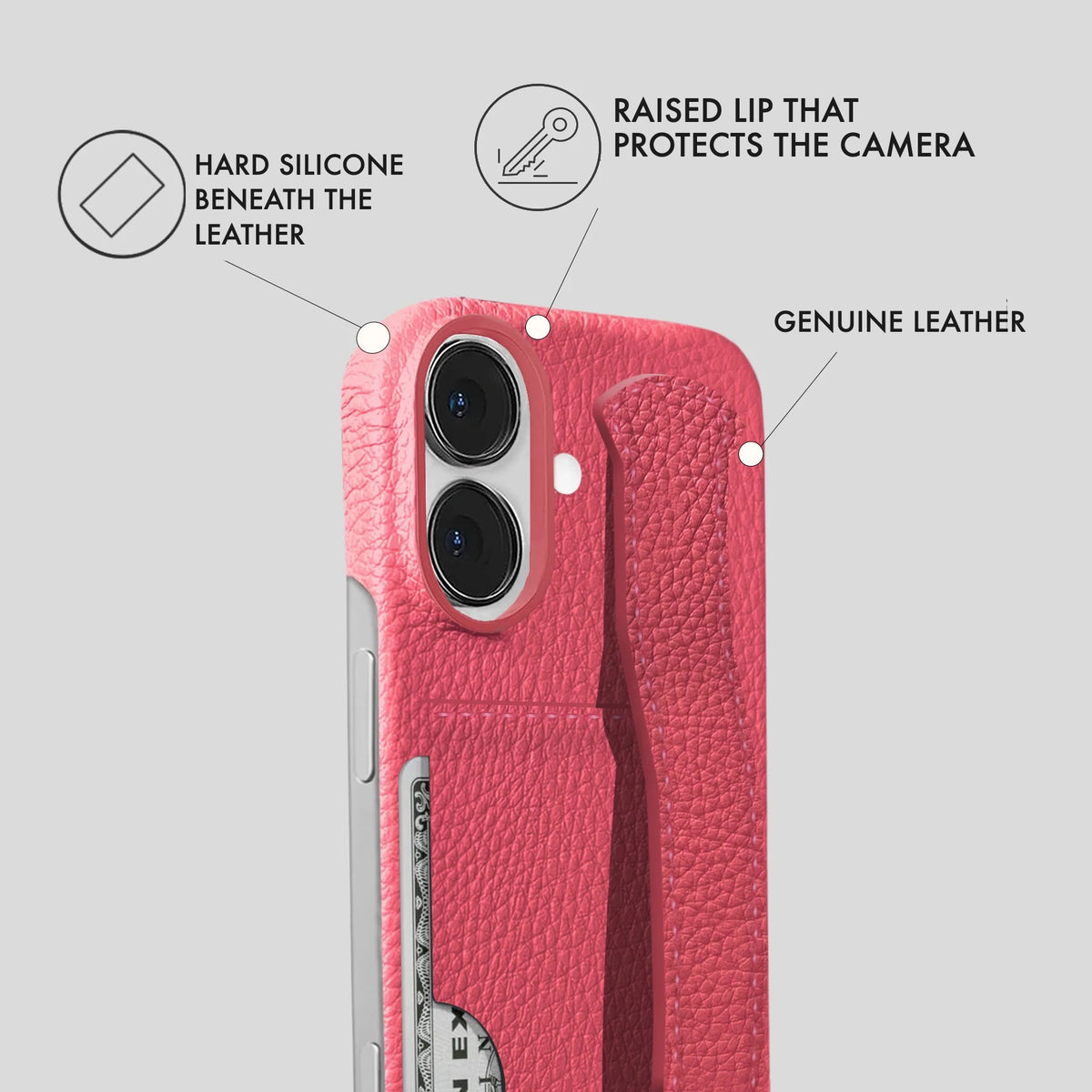 iPhone 16 Plus Leather Case — Ashe Handle Cardholder