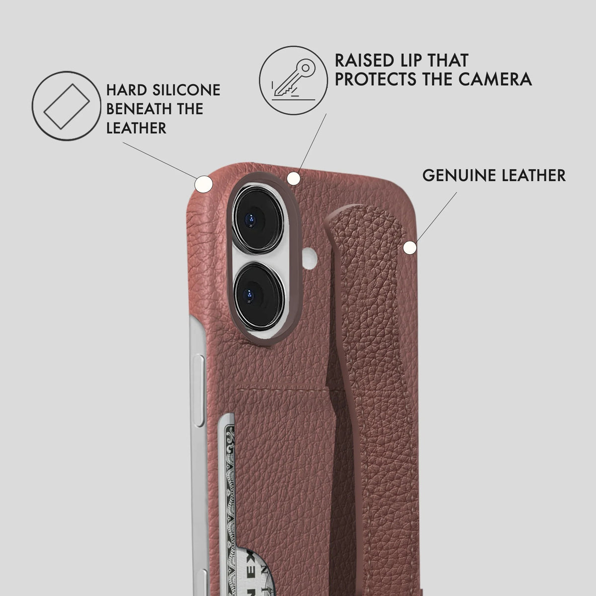 iPhone 16 Plus Leather Case — Ashe Handle Cardholder