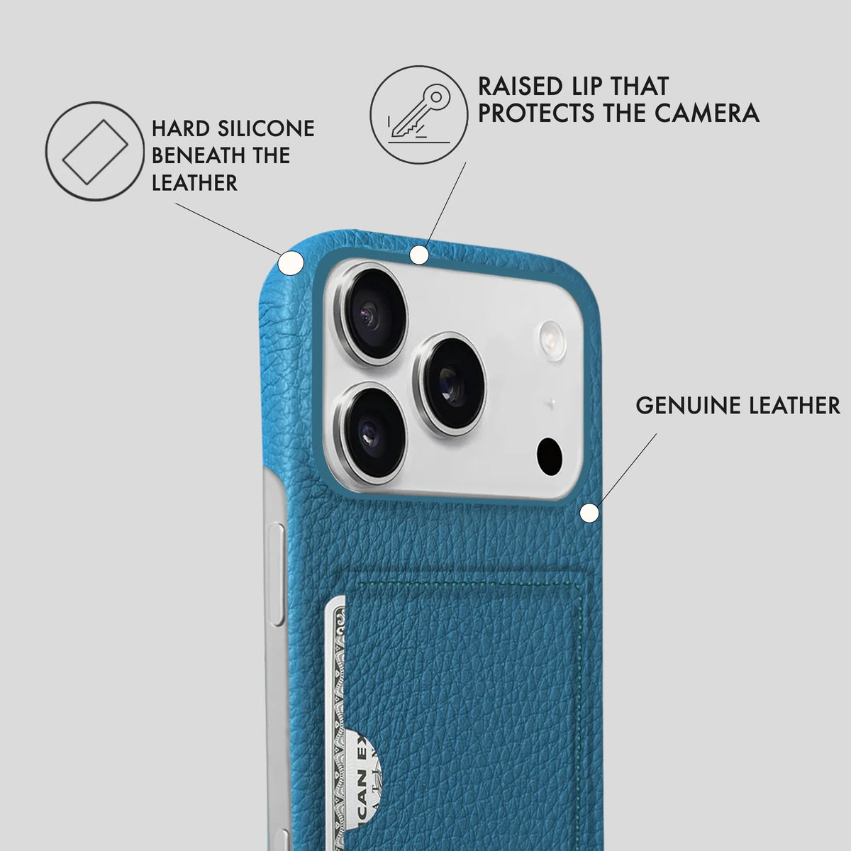 iPhone 17 Pro Leather Case — Ashe Handle Cardholder