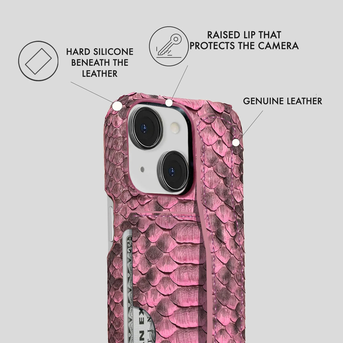 iPhone 14 Plus Leather Case — Piton Handle Cardholder