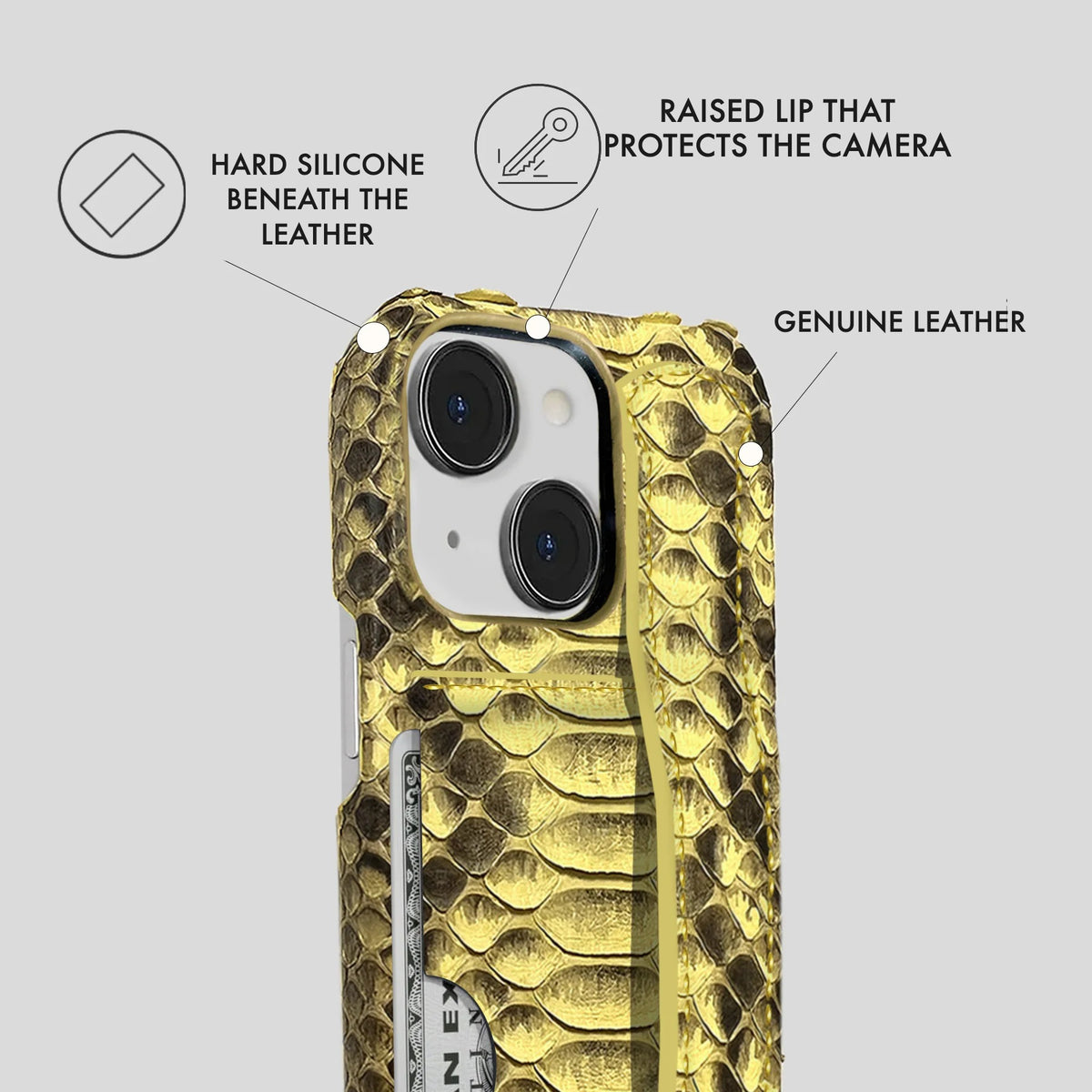 iPhone 14 Plus Leather Case — Piton Handle Cardholder