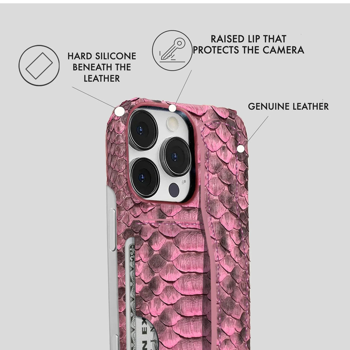 iPhone 16 Pro Leather Case — Piton Handle Cardholder