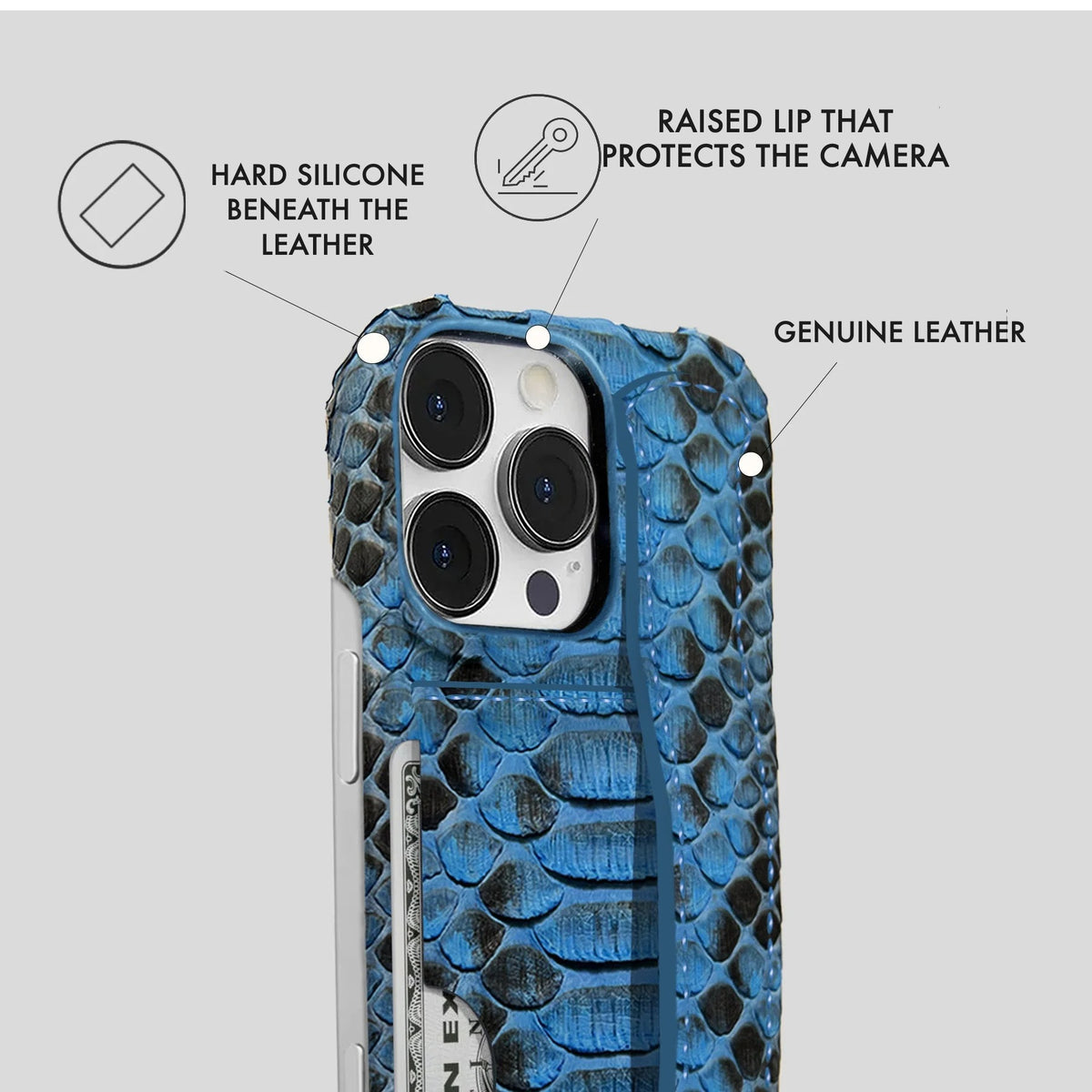 iPhone 16 Pro Leather Case — Piton Handle Cardholder