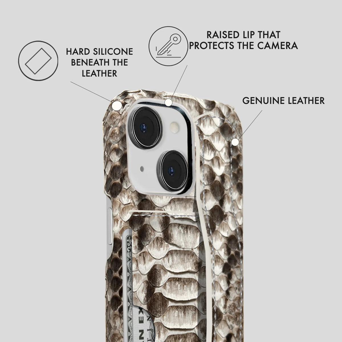 iPhone 14 Plus Leather Case — Piton Handle Cardholder