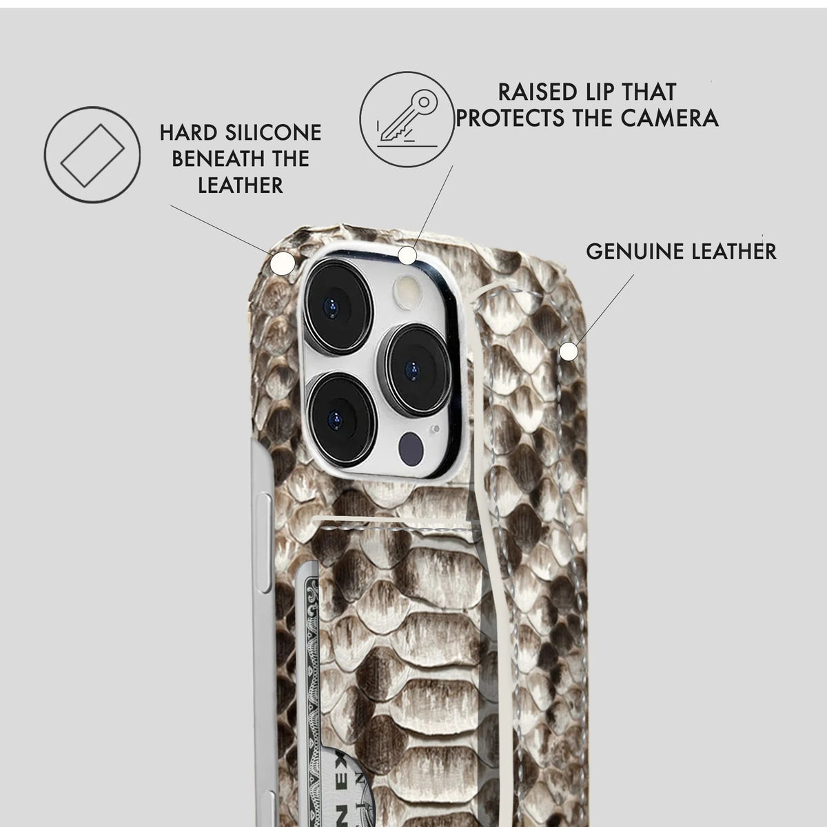 iPhone 16 Pro Leather Case — Piton Handle Cardholder