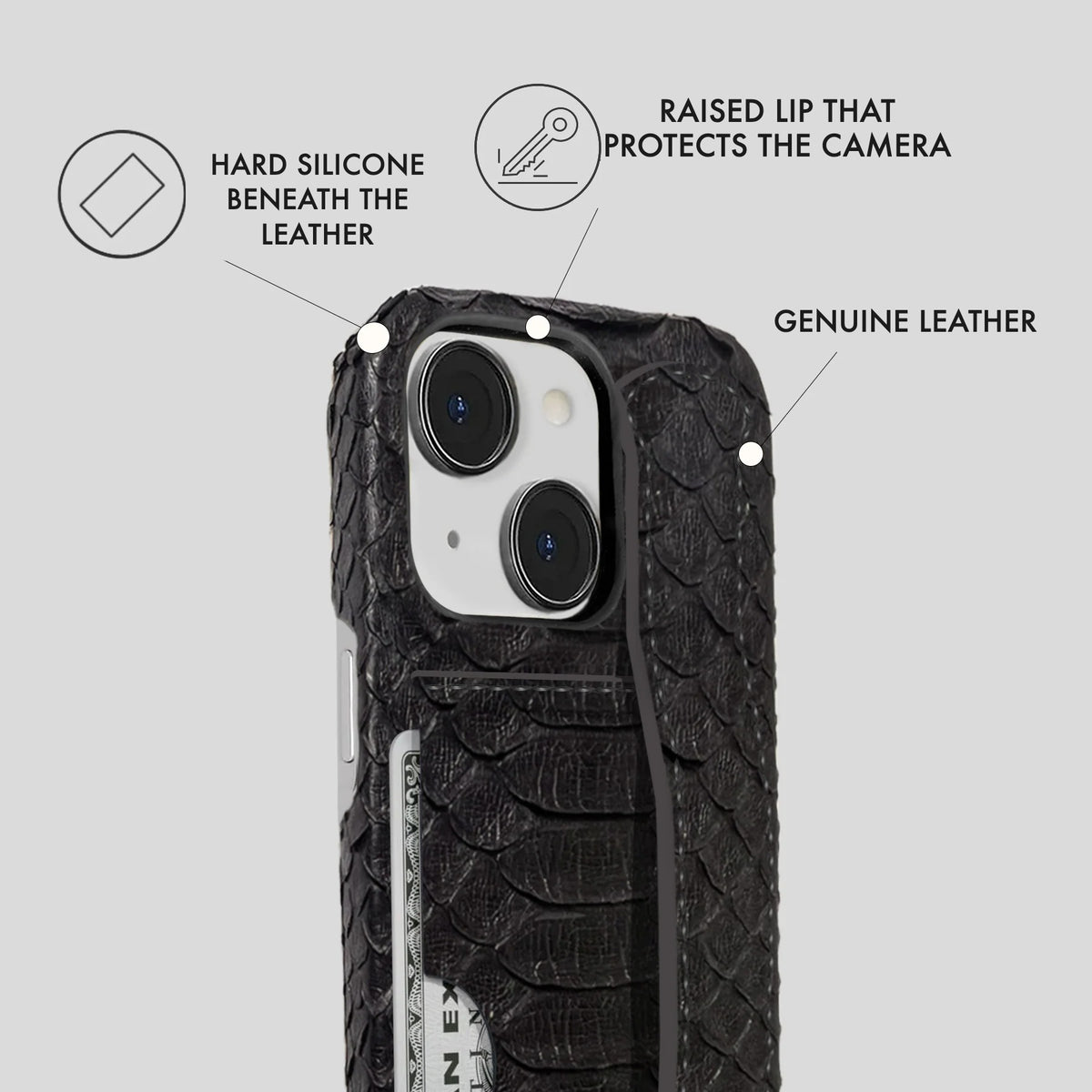 iPhone 14 Plus Leather Case — Piton Handle Cardholder